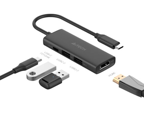 DST-40C A4Tech 4-IN-1 Docking Station Ash Grey (HDMI*1+USB2.0*1+USB3.0*1+USB-C PD100W)