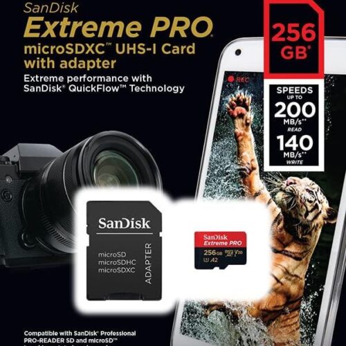 SANDISK EXTREME PRO MICRO SD CARD 256GB CLASS 10