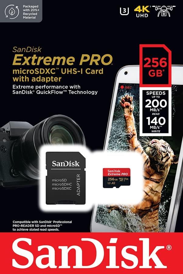 SANDISK EXTREME PRO MICRO SD CARD 256GB CLASS 10