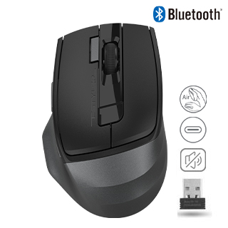 A4tech Fstyler Dual Mode Bluetooth & 2.4GHz Wireless Silent Click Mouse USB FB45CS Air2 (Stone Grey)