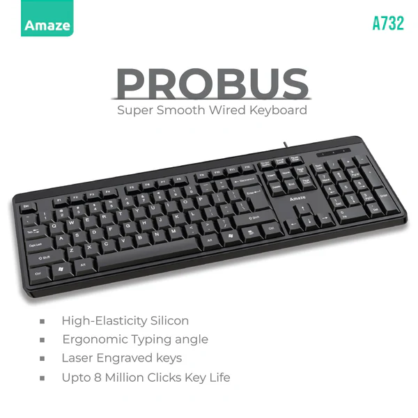 PROBUS SUPER SMOOTH WIRED KEYBOARD - BLACK