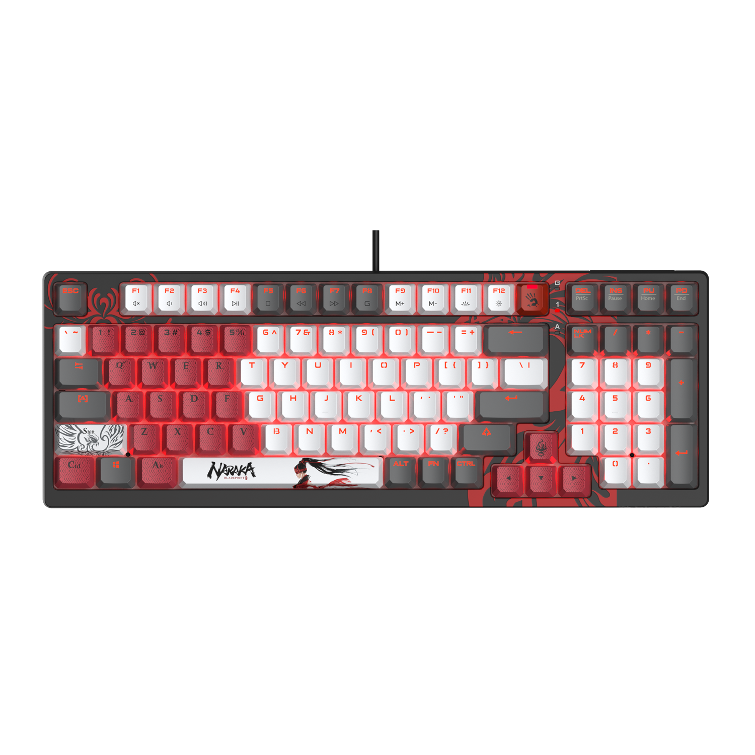 S98 (Naraka ) Bloody BLMS Mechanical Gaming Keyboard 80% (98Keys) Compact Style BLMS Red Switch USB Naraka US Layout