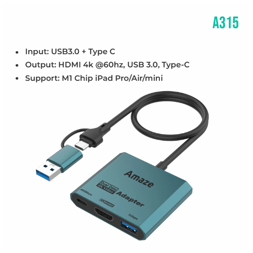 TYPE C + USB TO HDMI4K@60HZ+USB3.0+TYPE C