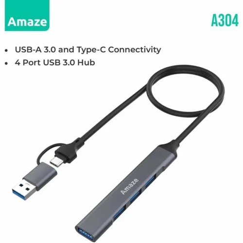 USB + TYPE C TO 4-PORT USB3.0 HUB