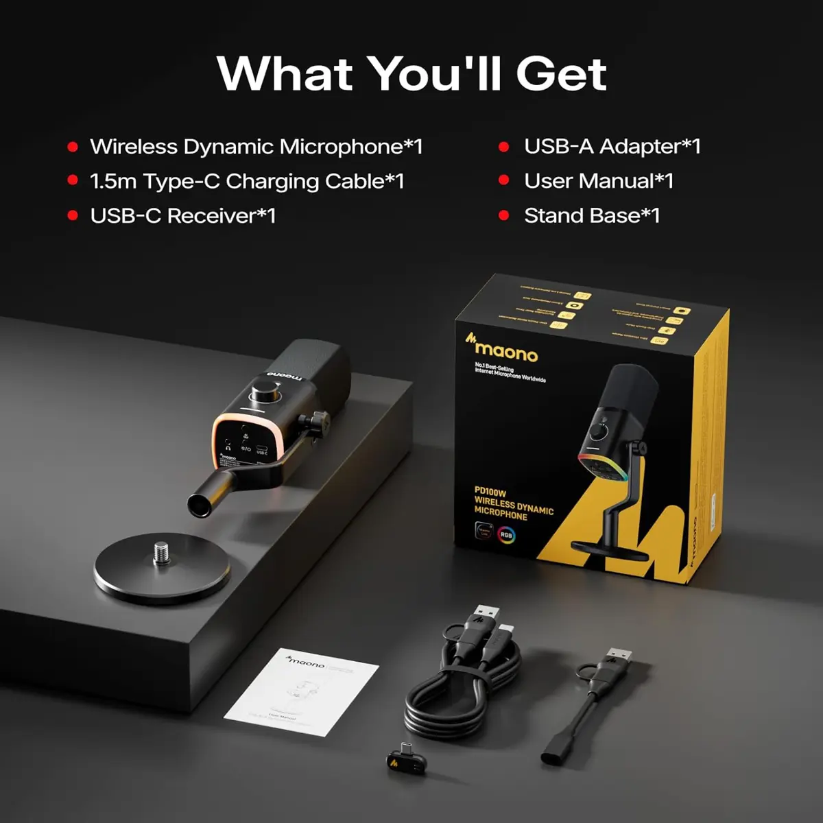 MAONO PD100W  WIRELESS  PODCAST MICROPHONE