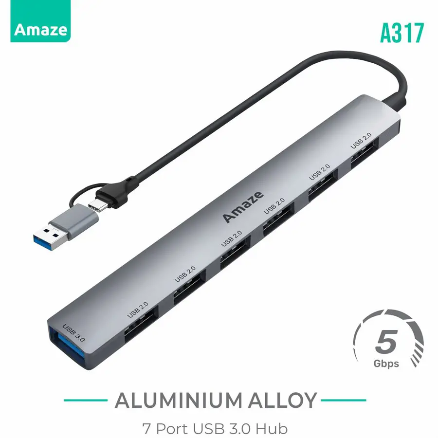 A317 USB + TYPE C TO 7-PORT USB3.0 HUB