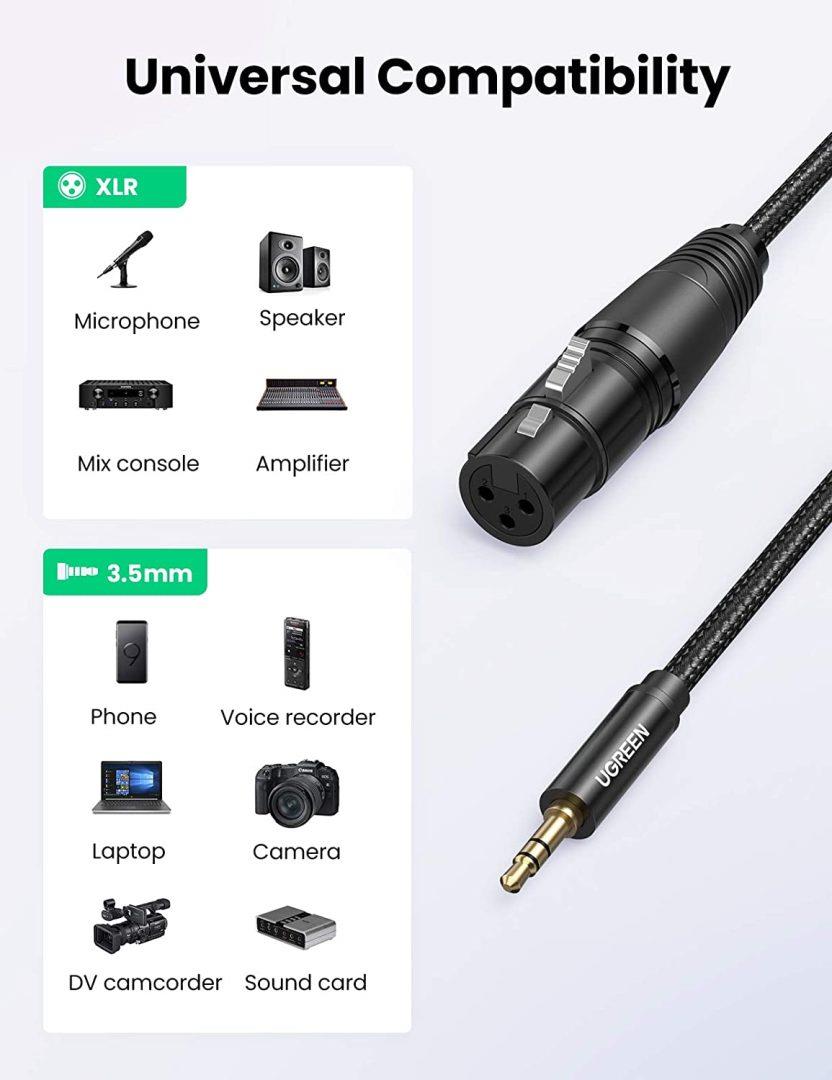 UGREEN 3.5mm Three-Pole Male to XLR Female Audio Cable 2m 20244
